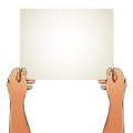 Female hands holding blank paper sheet. Royalty Free Stock Photo